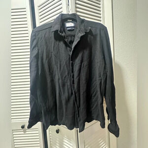 Ron Tomson Black 100% Cotton Men’s Button Down Shirt Size Medium EUC